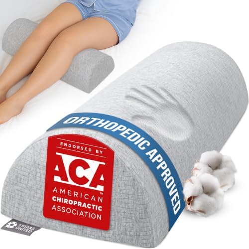 5 STARS UNITED Knee Pillow for Back Sleeping – Large Half Moon Bolster Pillow by 5STARSUNITED