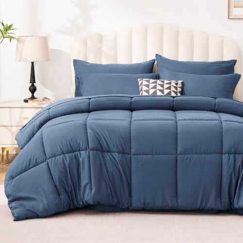 Love's cabin Twin XL Comforter Set Indigo Blue, 5 Pieces Twin XL Bed in a Bag by Lovescabin