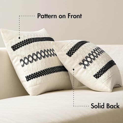 MIULEE Set of 2 Black Boho Decorative Lumbar Pillow Covers 12x20 Inch - Image 6