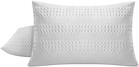 100% Coton Waffle Pillow Shams Standard Size Set of 2, Soft Aesthetic Pillow - Image 6