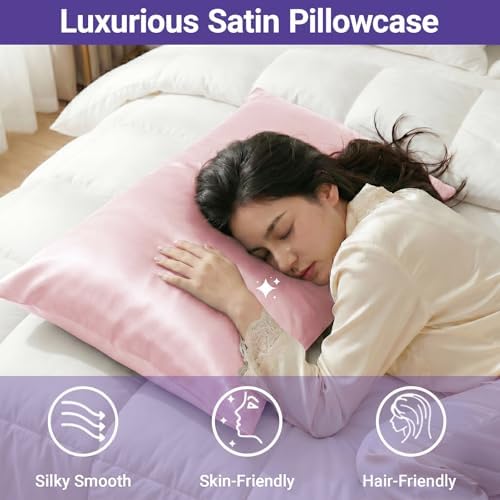 2 Pack Satin Pillowcases Pink Standard Size 20x26 Inch - Image 3