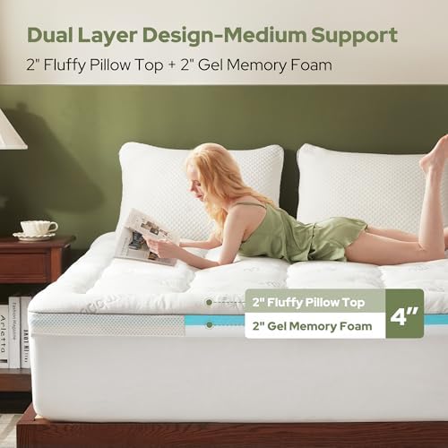 BEDLORE 4 Inch Dual Layer California King Memory Foam Mattress Topper - Image 2