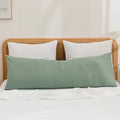 BESTOUCH Washed Cotton Pillowcases Linen Feel Green Body by BESTOUCH