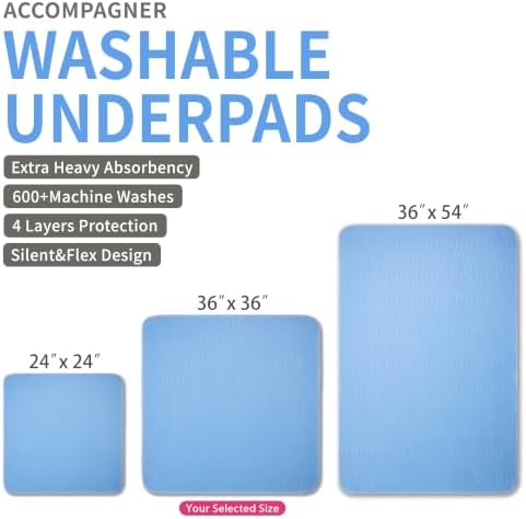 Accompagner Incontinence Bed Pads Washable Waterproof, Ultra-Absorbent Reusable - Image 4