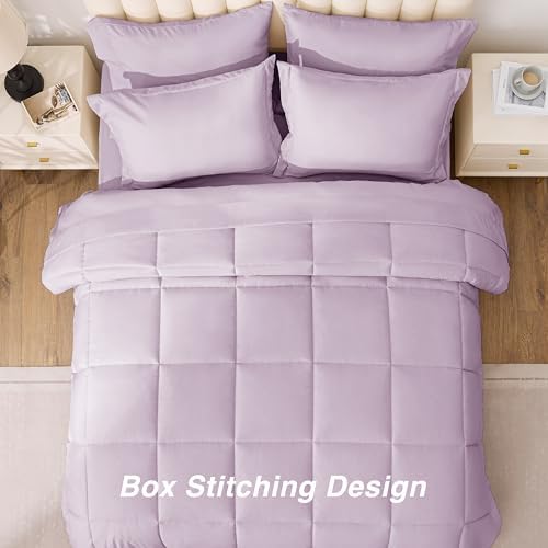 Love's cabin Full Comforter Set Light Purple, 7 Pieces Full Bed in a Bag - Image 4