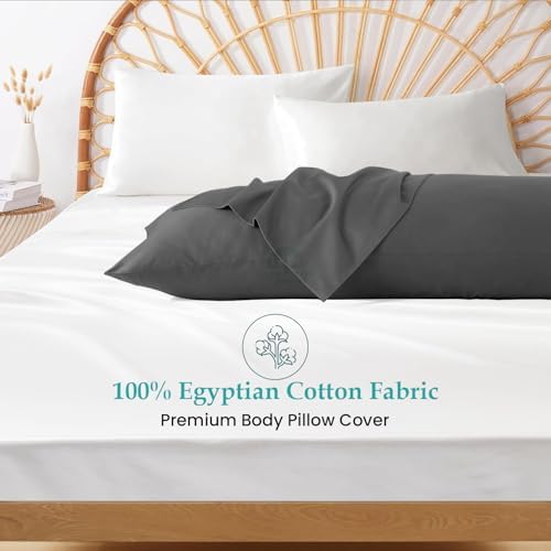 Body Pillow Cover 20x72 Dark Grey 100% Egyptian Cotton 600 Thread Count - Image 3