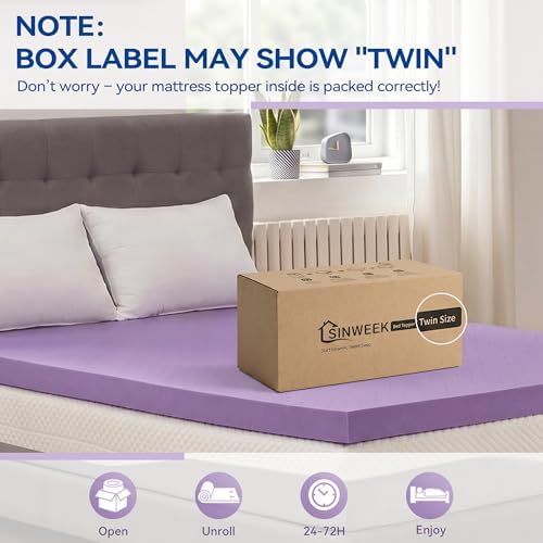 SINWEEK 1.5 Inch Gel Memory Foam Mattress Topper Ventilated Soft Pressure - Image 3
