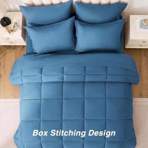 Love's cabin Plaid Queen Comforter Set, Misty Blue - Image 6