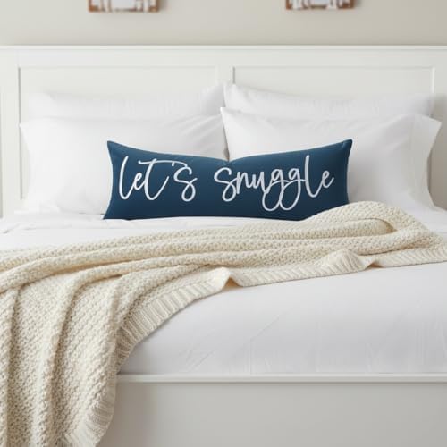 Sunkifover Let's Snuggle Decorative Lumbar Pillow Cover 14x36 Inch Blue - Image 7