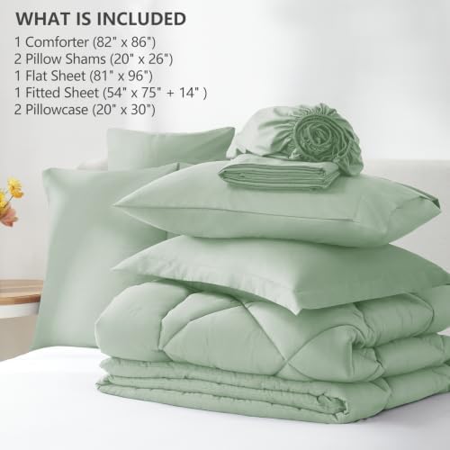 CozyLux Full Comforter Set 82"x86" Sage Green - Image 6