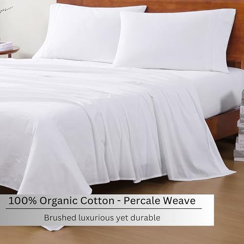 LANE LINEN Queen Sheets 100% Organic Cotton 8pc Percale Cooling - Image 3