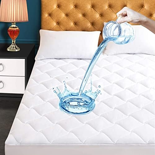 King Quilted Mattress Pad Waterproof Breathable Bed Protector Quiet Fabric by JamRest