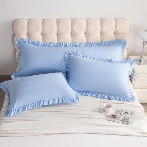 Ruffled Body Pillow Shams, 1 Pack, 20x54 Inches, Sky Blue - Image 6