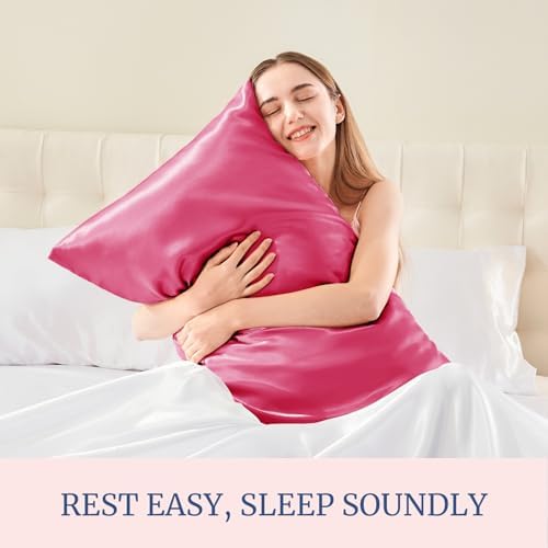 BEDELITE Satin Pillowcases, Small King 20x36 Inch, Hot Pink - Image 5
