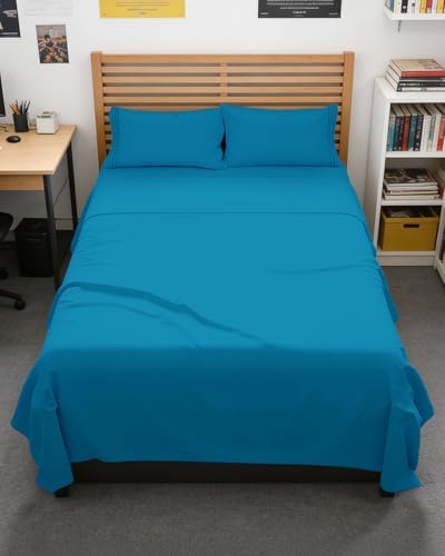 Full XL Sheets - 4 Piece Full XL Sheet Set - Cool & Breathable - Denim Blue by CGKUnlimited