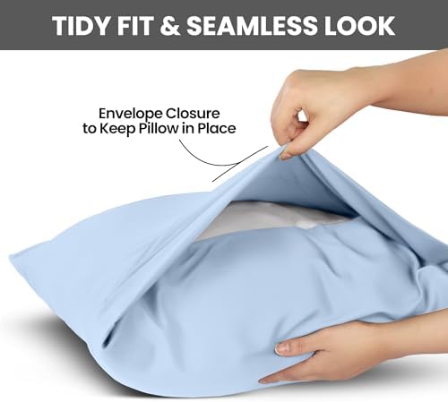 Pillow Cases Queen Size Set of 2, Ultra Soft Comfy Pillow Covers, Ice Blue - Image 3