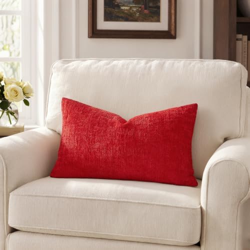 MIULEE Christmas Couch Pillow Covers Textured Chenille 12x20 Red - Image 7