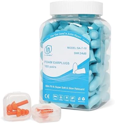 LYSIAN 35dB SNR Slim Foam Ear Plugs, Small Ear Canals, 100 Pairs, Lake Blue by LYSIAN