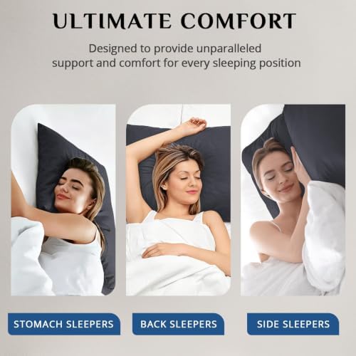 JOLLYVOGUE Black Pillows Standard/Full Size Set of 2, Washable Supportive Firm - Image 7