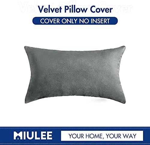 MIULEE 12x20 Inch Lumbar Velvet Throw Pillow Cover Set of 1 Grey - Image 6