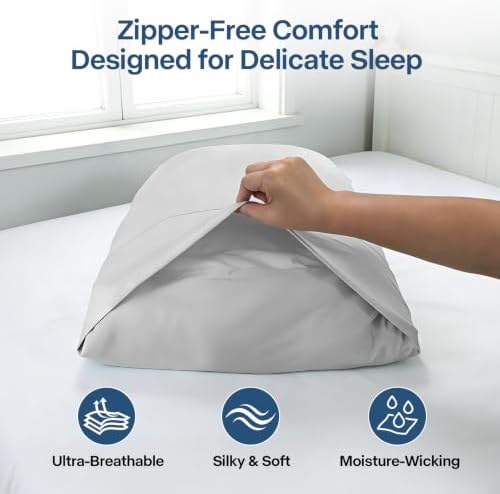 Luxury Cooling Pillowcases Queen Size 2 Pack, Q-Max>0.4 Cool Touch - Image 6