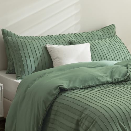 JELLYMONI Green Striped Tufted Pillowcases Body Size 20" x54" - Image 3