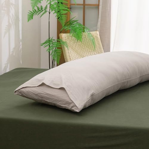 BESTOUCH Washed Cotton Pillowcases Linen Feel Linen Grey Body - Image 4
