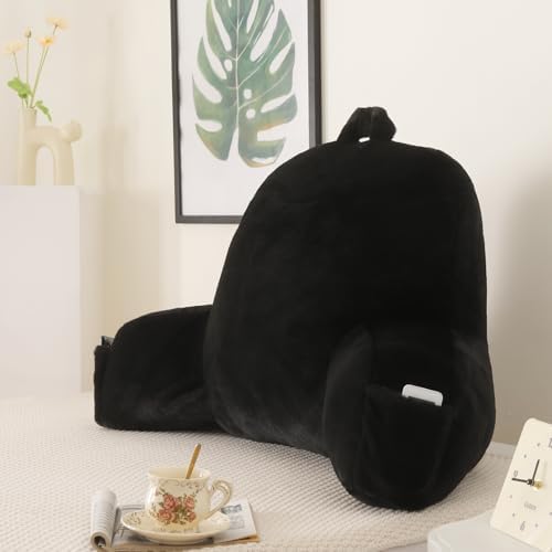 Large Plush Backrest Pillow for Sitting in Bed, Faux Fur by PAJEO