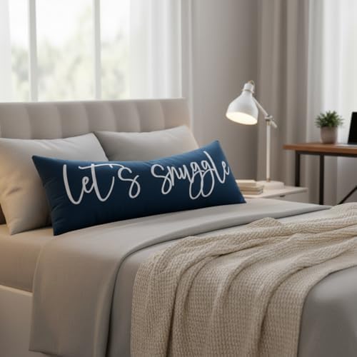 Sunkifover Let's Snuggle Decorative Lumbar Pillow Cover 14x36 Inch Blue - Image 6