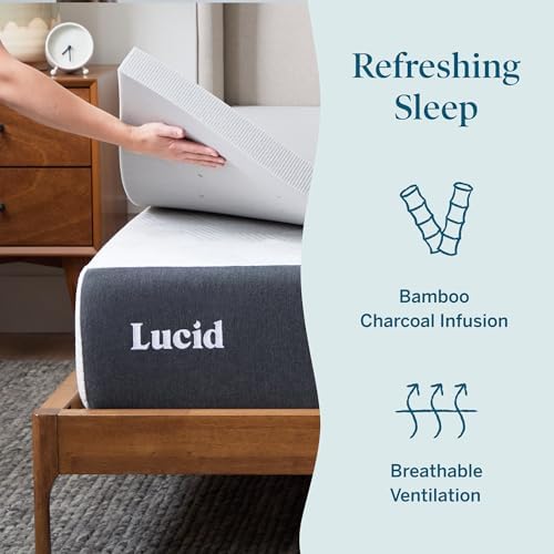 Lucid 2 Inch Bamboo Charcoal Infused Memory Foam Mattress Topper - Image 2