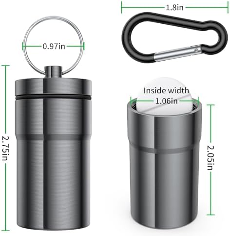 Portable Pill Case Keychain, Large Waterproof Aluminum Pill Container - Image 2