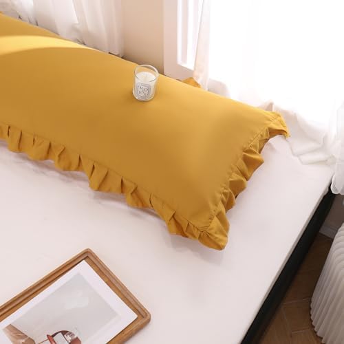 Merryword Mustard Yellow Body Pillow Cover 20x54inches Long Pillowcase Yellow - Image 3