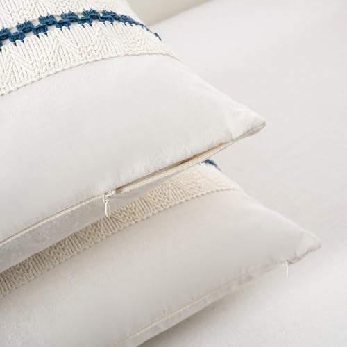 Fancy Homi Set of 2 Boho Teal Euro Decorative Throw Pillow Cover 26x26 Inch - Image 3