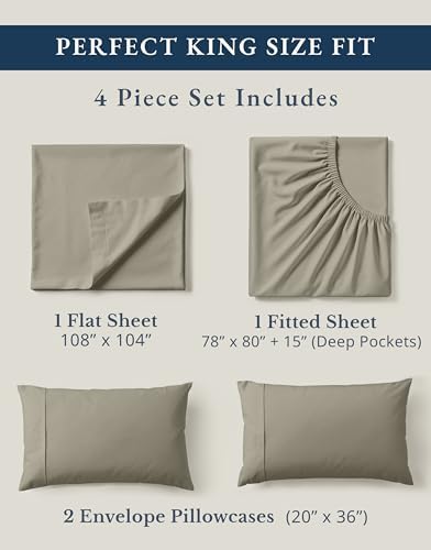 LANE LINEN 100% Organic Cotton King Sheet Set, Soft & Comfy Percale Eco - Image 4