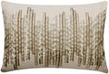 The HomeCentric Decorative Ivory 12"x18" Lumbar Pillow Cover, Silk Embroidery by TheHomeCentric