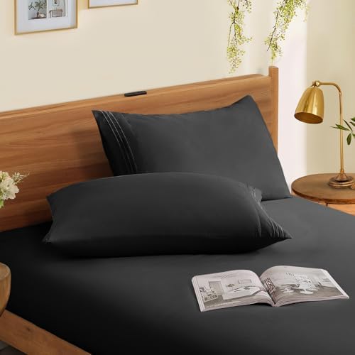 Horbaunal Microfiber Pillowcases King Size, Dark Grey, 2 Pack - Image 3