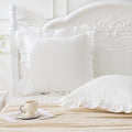 26"x26"Vintage Off White Ruffle Euro Shams Shabby Farmhouse Pillow Cover by Qilunn