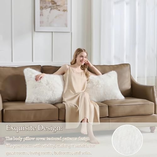20x54 inch Luxury Fluffy Body Pillow Cover, Shaggy Furry Body Pillowcase - Image 3