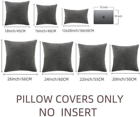 Fancy Homi 2 Packs Dark Gray Samll Decorative Throw Pillow Covers 14x14 Inch - Image 6