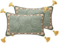 patdrea Designer Throw Pillow Covers Set of 2, French Elegant Green Linen by patdrea
