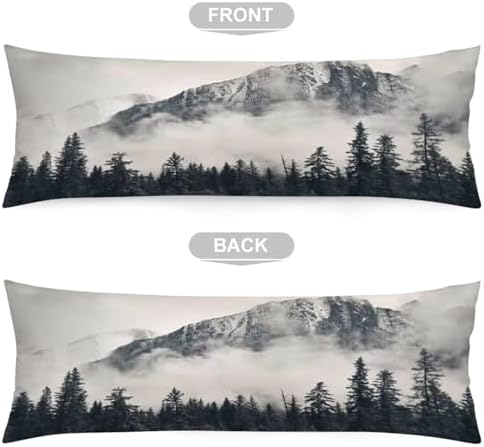 Foggy Forest Body Pillow Cover, Misty Natural Scenery Mountain Landscape Pine - Image 5