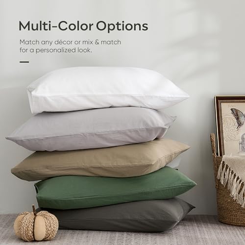 JELLYMONI 100% Washed Cotton Pillowcases, Envelope Closure 2-Pack - Image 7