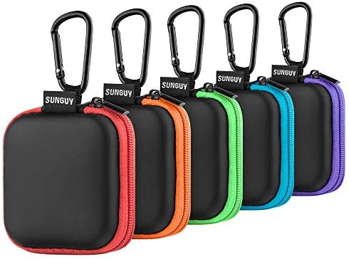 SUNGUY [5-Pack Earbud Case, Portable EVA Small Earbuds Carrying Case Storage by SUNGUY