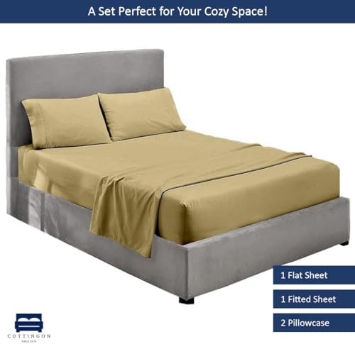 Cottingon 4 Piece Short Queen Sheets, Egyptian Cotton - Image 4