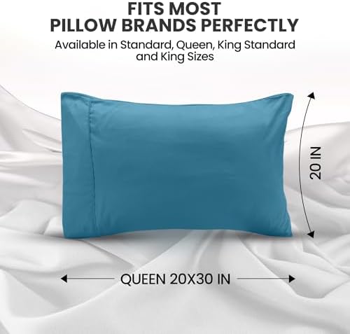 Pillow Covers Queen Set of 4, Soft and Comfy Pillow Cases, Denim Blue - Image 2