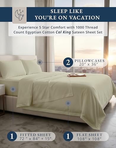 LANE LINEN Cooling Sheets California King 100% Egyptian Cotton - Image 2