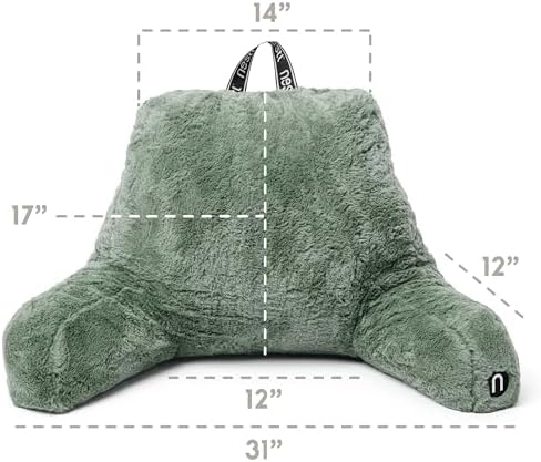 Nestl Fur Reading Pillow with Laptop Lap Desk, Stylish Back Pillow - Image 3