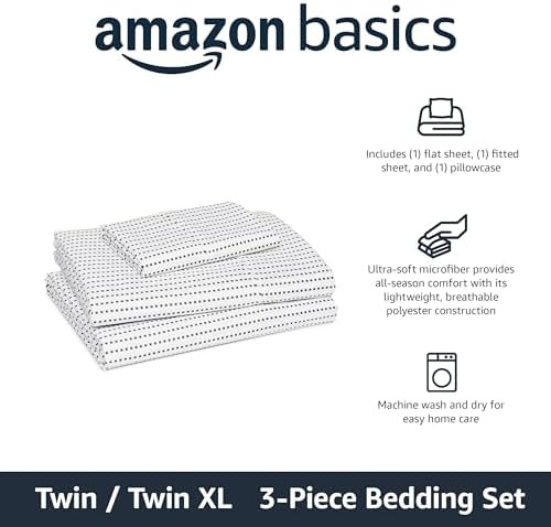 Amazon Basics Lightweight Microfiber 3-Piece Bed Sheet Set, Twin XL - Image 2