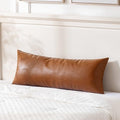 Fancy Homi Brown Boho Long Lumbar Faux Leather Body Decorative Throw Pillow by Fancy+Homi