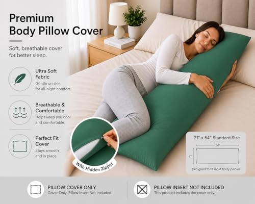 EVOLIVE Body Pillow Cover 21"x54", Microfiber, Hidden Zipper - Image 3